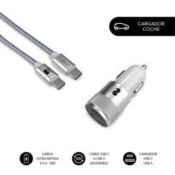 SUBBLIM DUAL PD CAR CHARGER PD18W+2.4A + C TO C CABLE SILVER