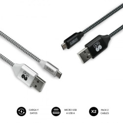 SUBBLIM PACK 2 CABLES USB A - MICRO USB (2.4A) BLACK/SILVER