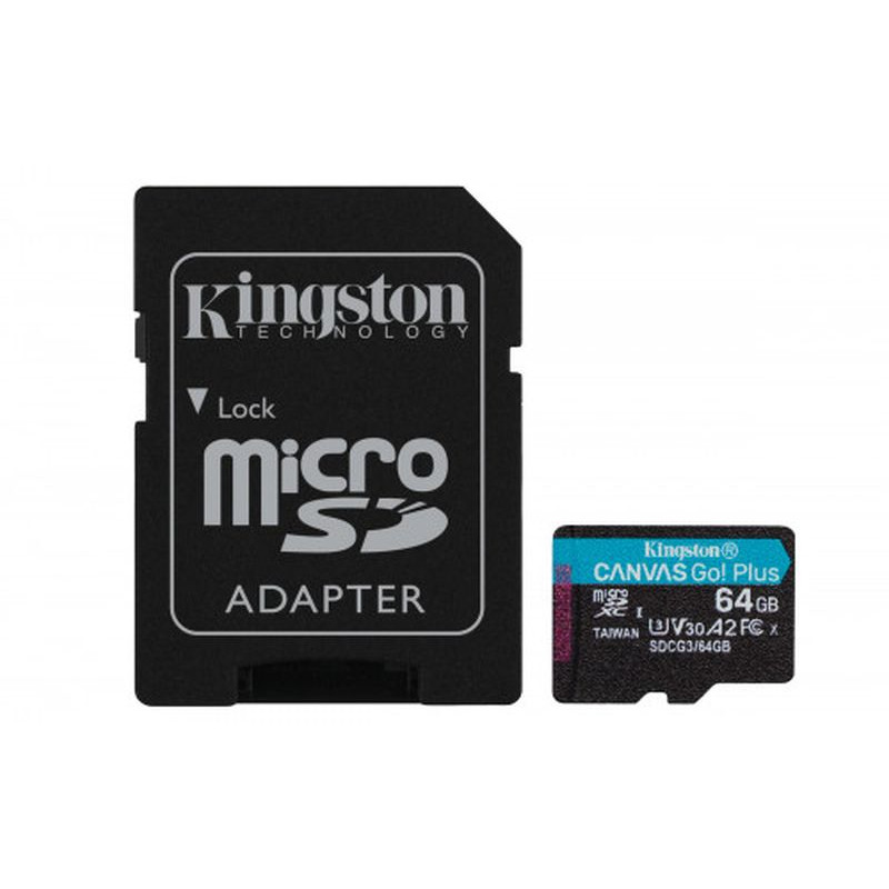 KINGSTON MICRO SD DXC CANVAS GO PLUS 170R A2 U3 V30 SDCG3/64GB +ADAPT