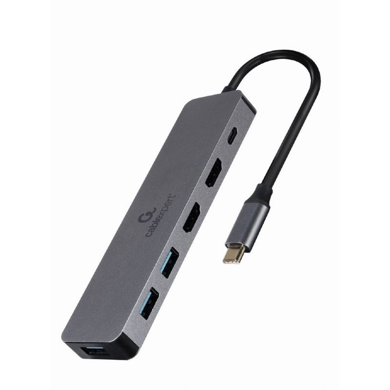 GEMBIRD ADAPTADOR USB-C A 3 EN 1 HUB + HDMI DUAL + PD 100W